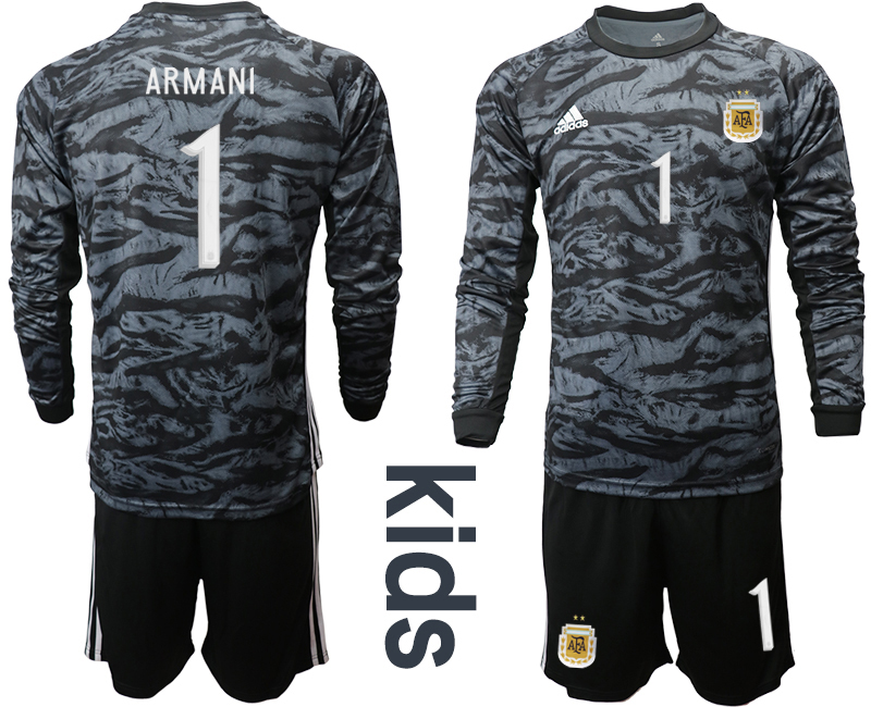 Cheap Youth 2020-2021 Season National team Argentina goalkeeper Long sleeve black 1 Soccer Jersey2